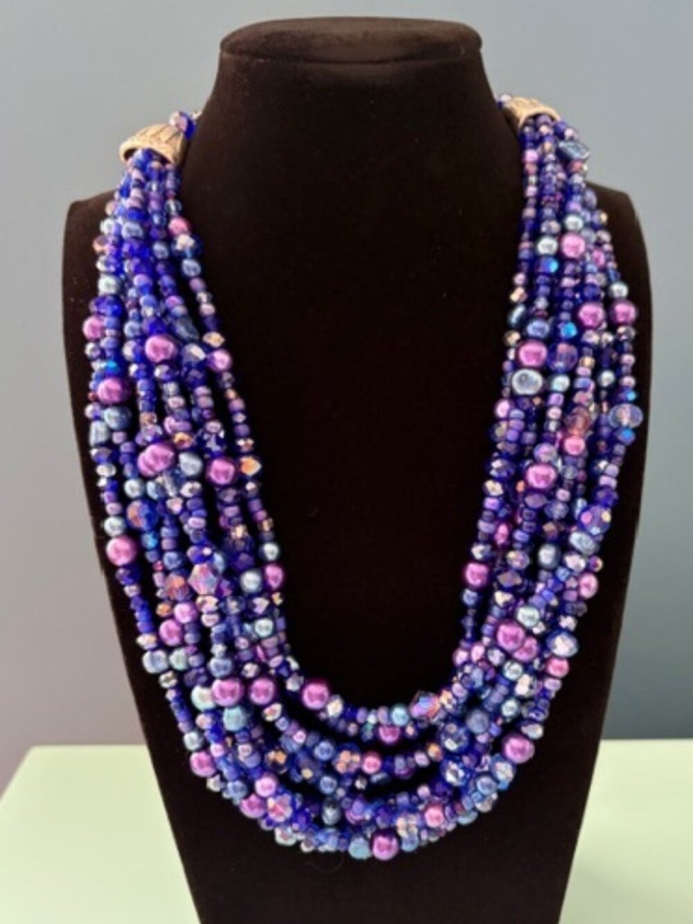 Purple beaded statement necklace